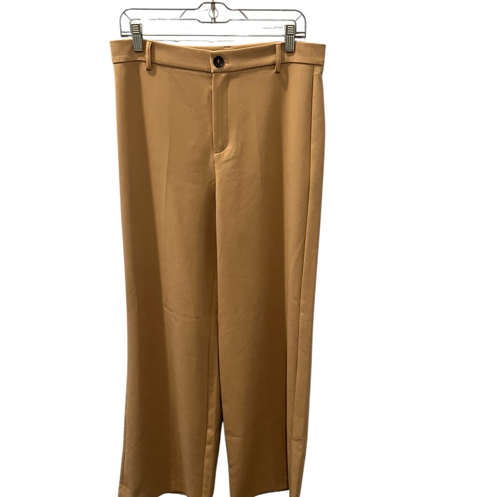 Zara NWT Wide Leg Tan Business Casual Slacks Size Large Women’s Pants Work